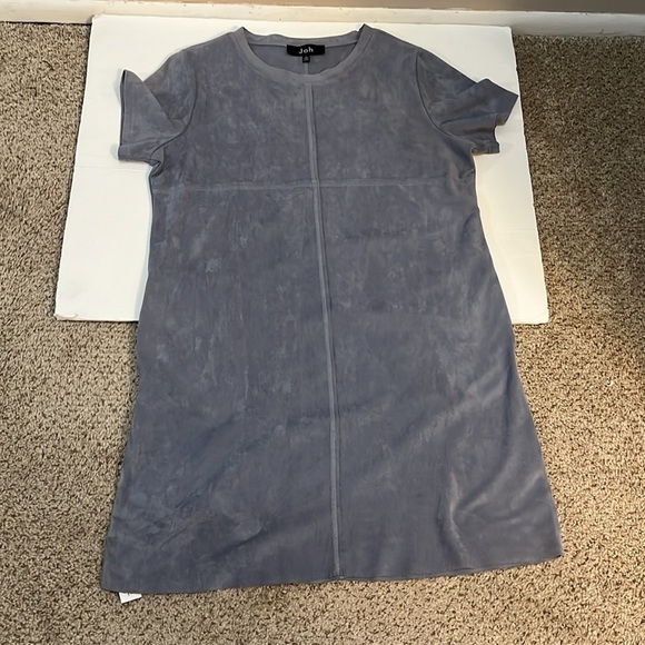 JOH AUDREY DRESS Suede Faux Silver Gray Short Cap sleeve Midi Tunic Women’s XL - Picture 11 of 11